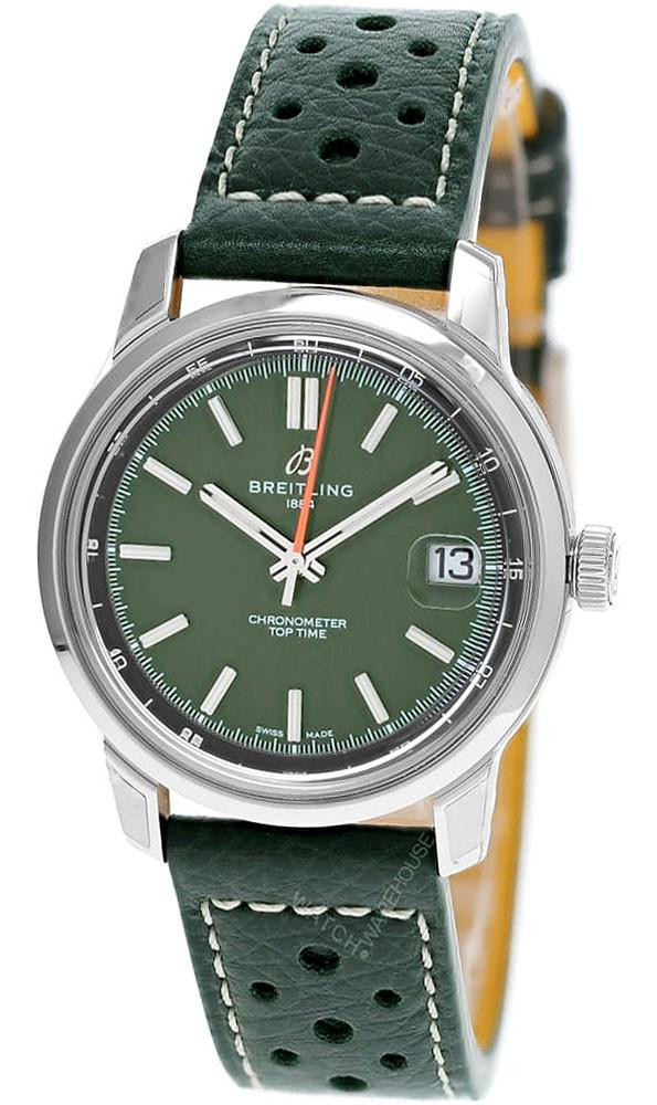 BREITLING Top Time B31 Automatic 38MM Green Dial Leather Men's