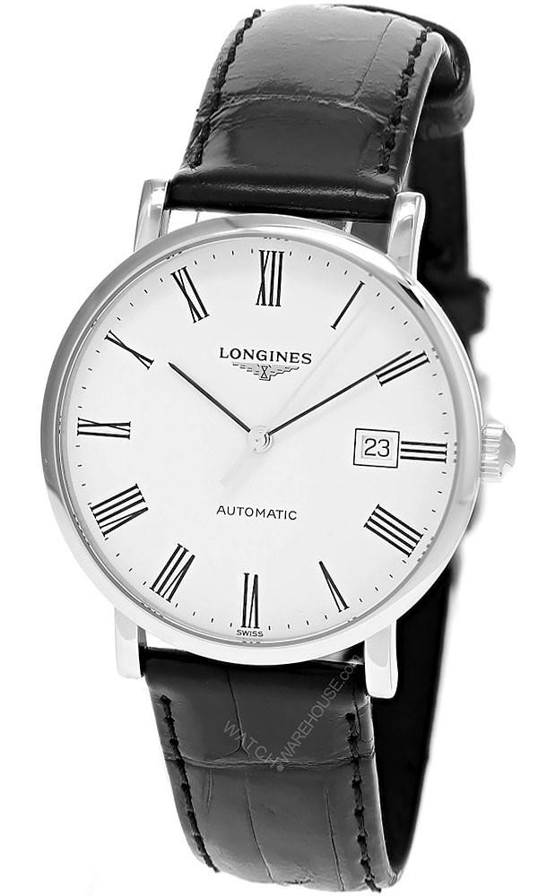 LONGINES Elegant Automatic 39MM White Dial Black Leather Men's Watch L4.910.4.11.2