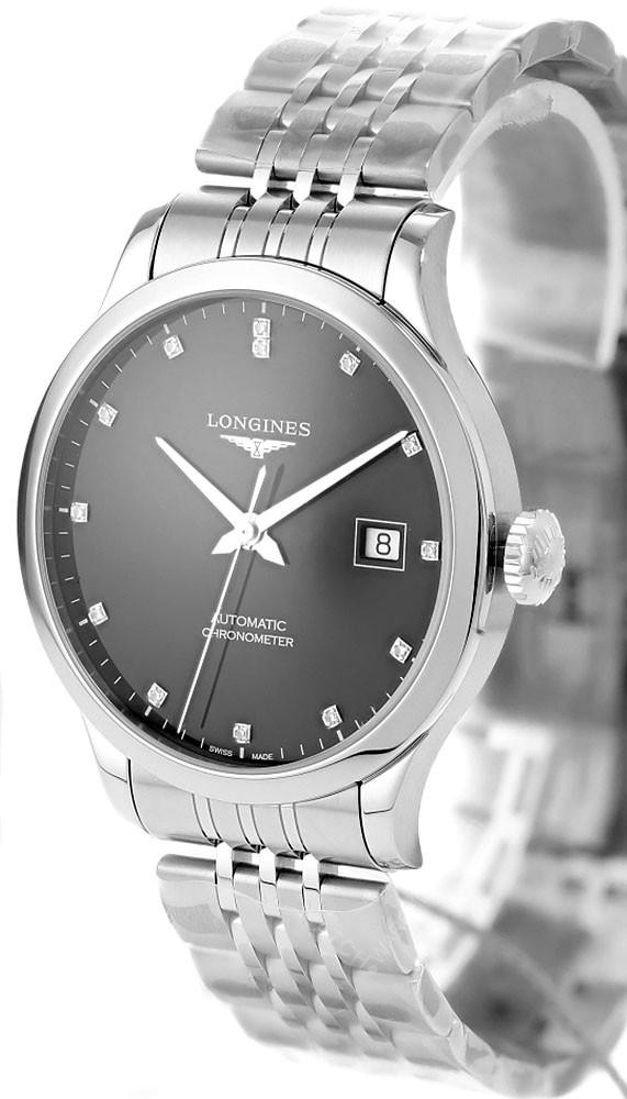 LONGINES Record Automatic SS 38.5MM Black Diamond Dial Men's Watch L2.820.4.57.6 / L28204576