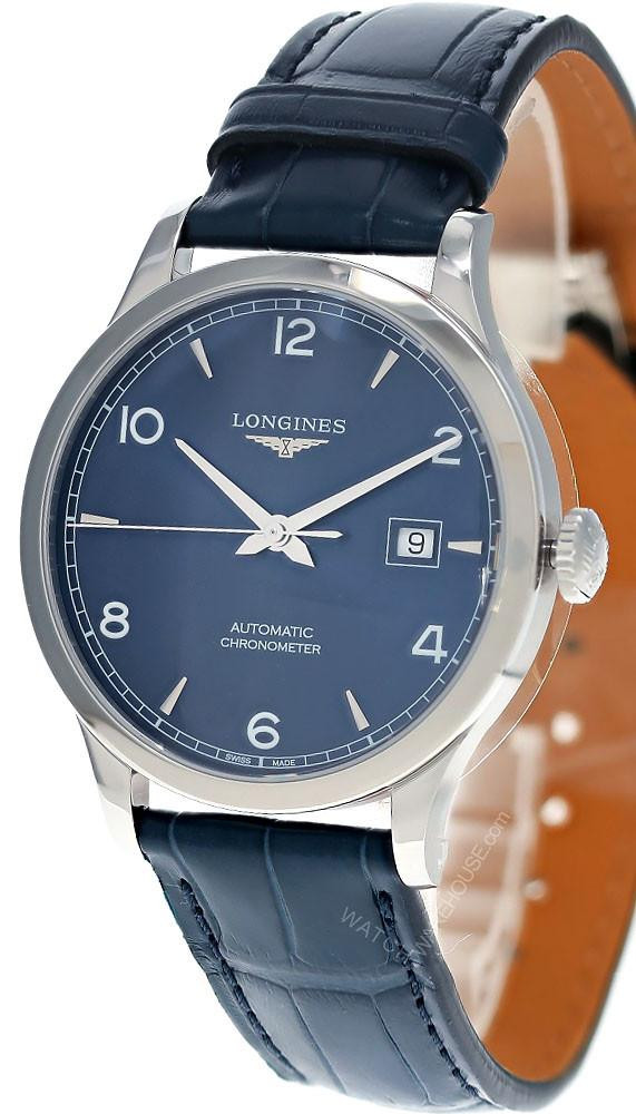LONGINES Record Automatic 40MM Blue Dial Leather Men's Watch L2.821.4.96.4