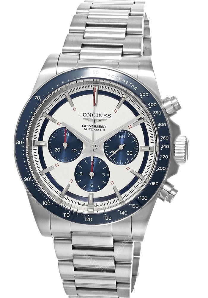 LONGINES Conquest Chronograph SS 42MM Silver Dial Men's Watch L3