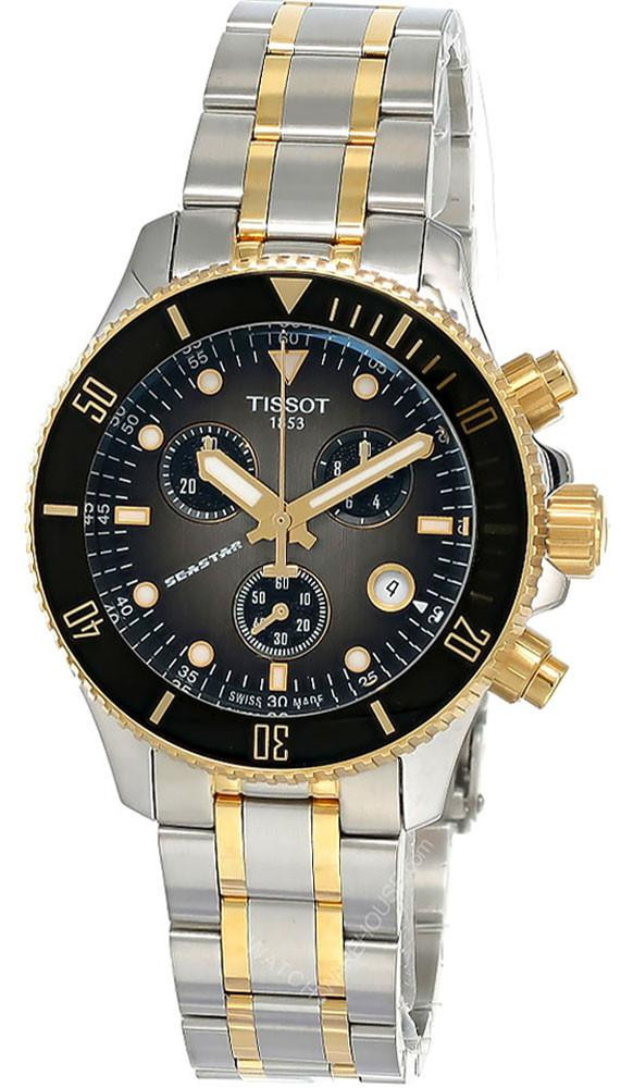 TISSOT アナログ腕時計 ブラック/ゴールド/シルバー TISSOT Seastar 1000 Quartz 38MM Graded Grey-Black Dial Men's Watch