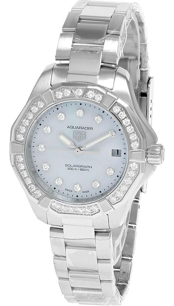 TAG HEUER Aquaracer Professional 200 Solargraph 34MM MOP Diamond Dial Women's Watch WBP1314.BA0005