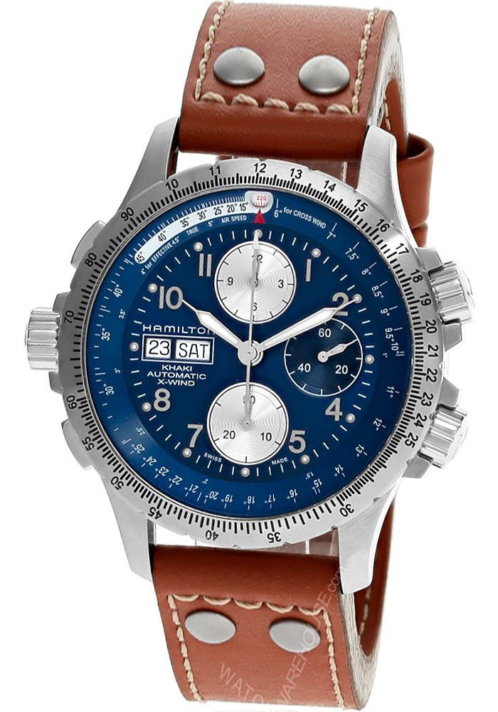 HAMILTON Khaki Aviation X-Wind 44MM Blue Dial Leather Men's Watch H77506540