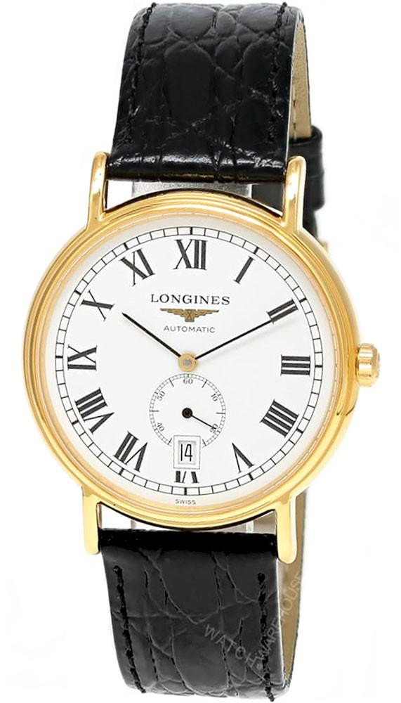 LONGINES Presence Automatic 38.5MM Yellow Gold White Dial Leather