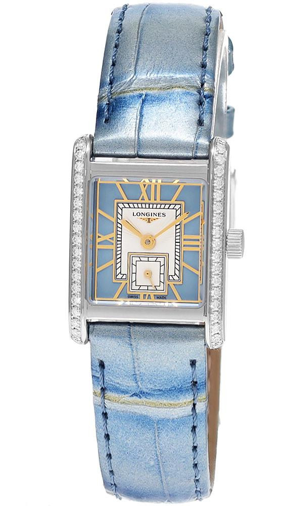LONGINES Mini DolceVita Quartz 21.5MM Blue Dial Leather Women's