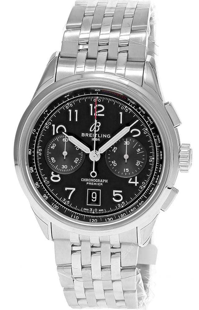 BREITLING Premier B01 Chronograph SS 42MM Black Dial Men's Watch AB0145221B1A1