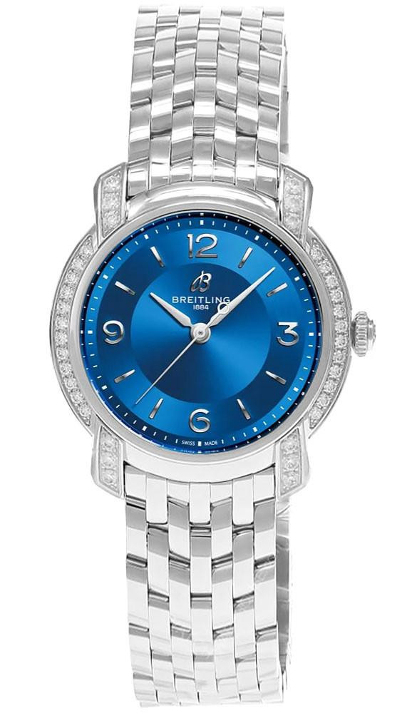 BREITLING Lady Premier Quartz 32MM Blue Dial Diamond Bezel Women's Watch A77330671C1A1