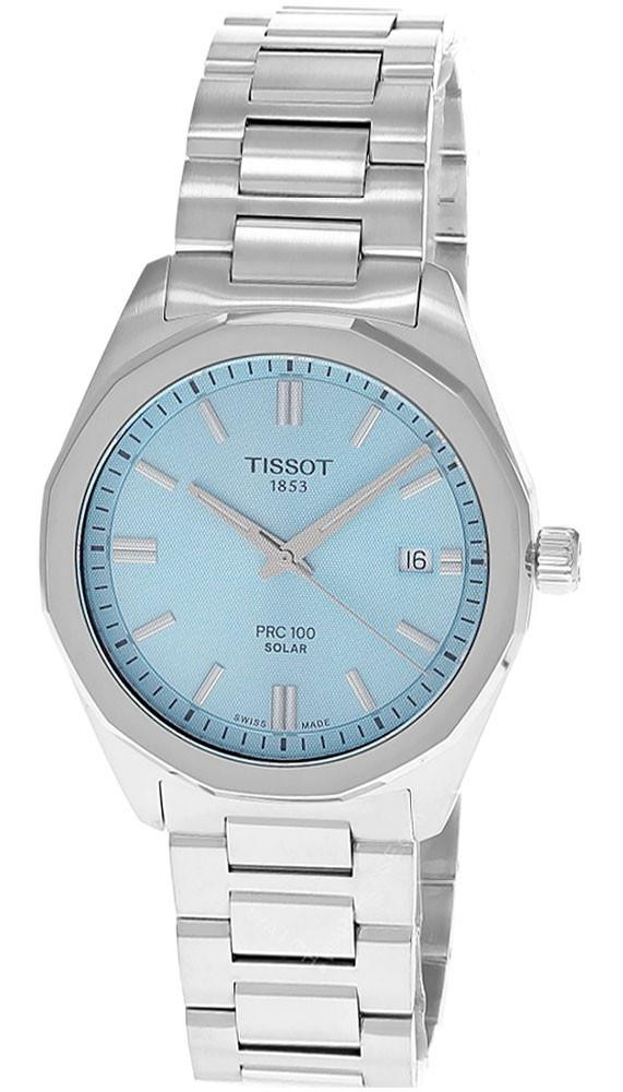 TISSOT PRC 100 Solar Quartz SS 34MM Ice Blue Dial Women's Watch