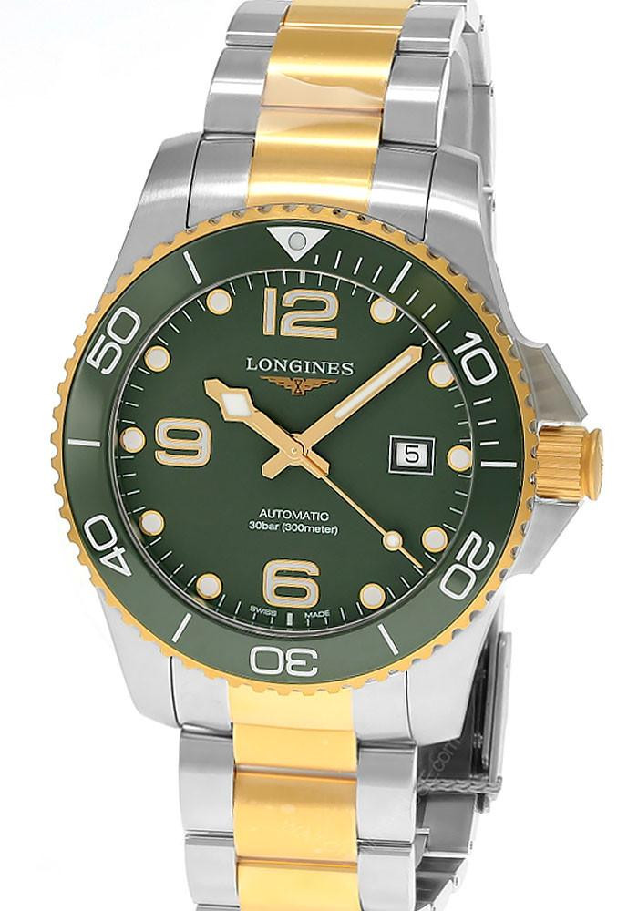 LONGINES Hydro Conquest Automatic 43MM Green Dial Two-Tone Women's Watch L3.782.3.06.7