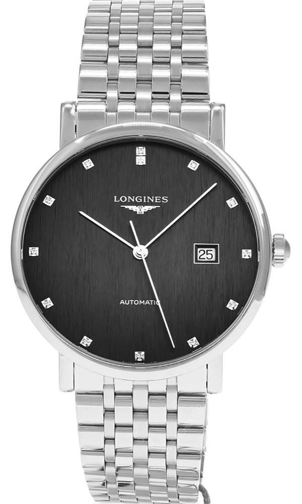 LONGINES Elegant Collection Automatic SS 41MM Anthracite 13 Diamond Dial Men's Watch L4.911.4.78.6
