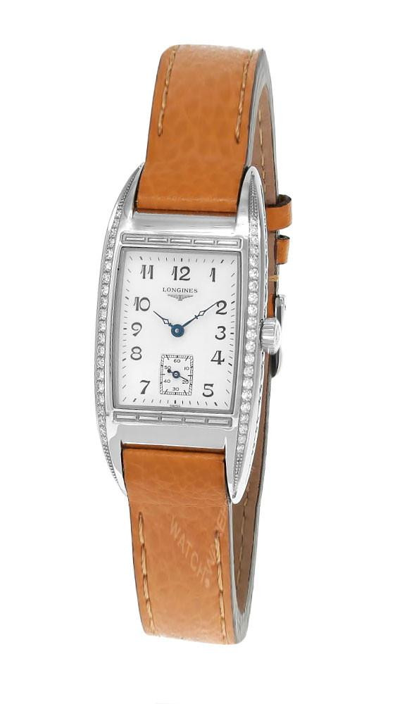 LONGINES Bella Arti 19MM Diamond Bezel MOP Dial Leather Band Women's Watch L2.501.0.83.2
