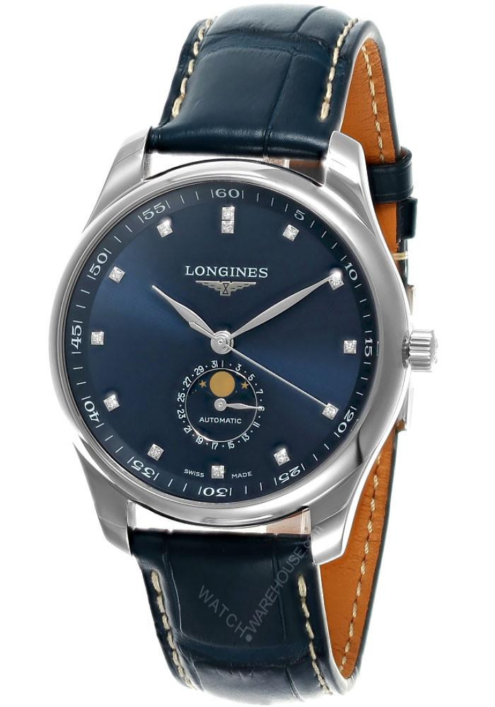 LONGINES Master Collection Moonphase Automatic 42MM 13 Diamond Blue Dial Men's Watch L2.919.4.97.0