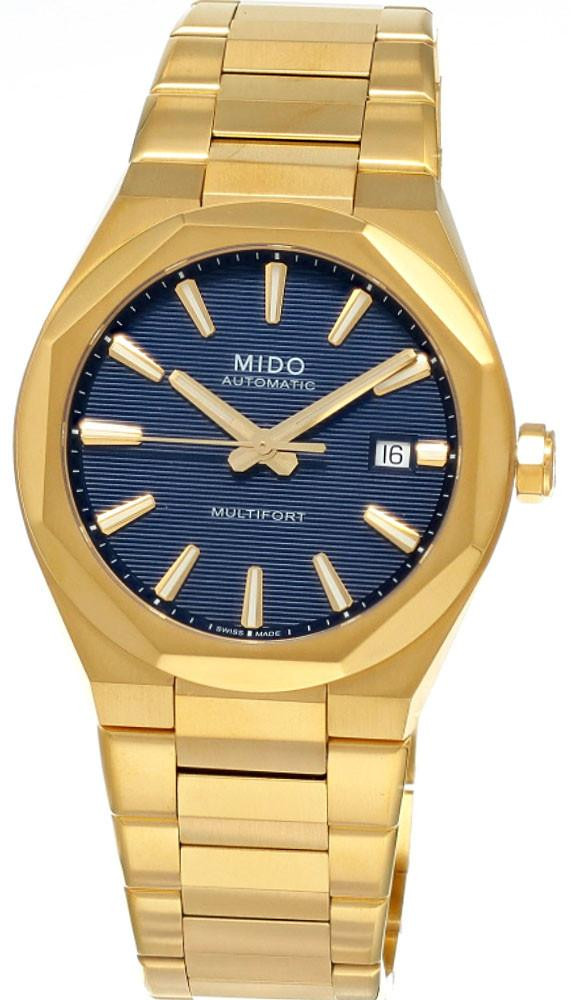 MIDO Multifort 8 One Crown AUTO 40MM Blue Dial Gold PVD Men's
