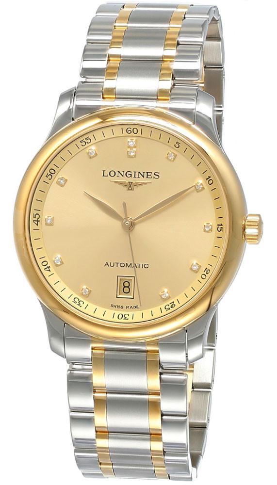 LONGINES Master Collection Automatic 38.5MM Champagne Dial 12 Diamond Men's Watch L2.628.5.37.7