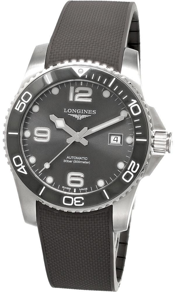 LONGINES Hydro Conquest Automatic 41MM Gray Dial Rubber Men's Watch L3.781.4.76.9