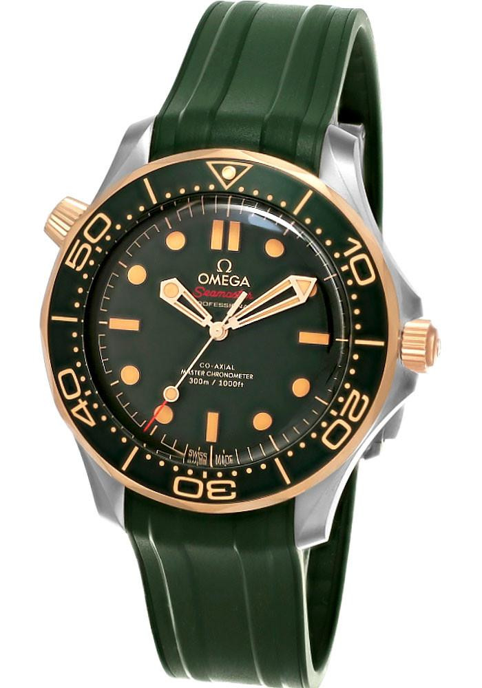 OMEGA Seamaster Diver 300M 18K Rose Gold 42MM Green Titanium Men's Watch 210.92.42.20.10.001