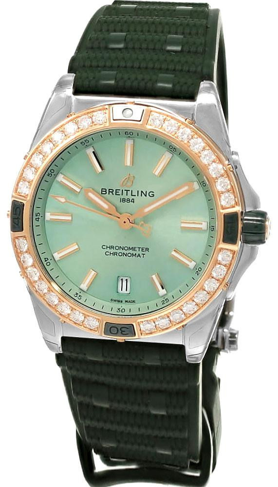 BREITLING Super Chronomat 38MM Green Rubber Men's Watch U17356531L1S1