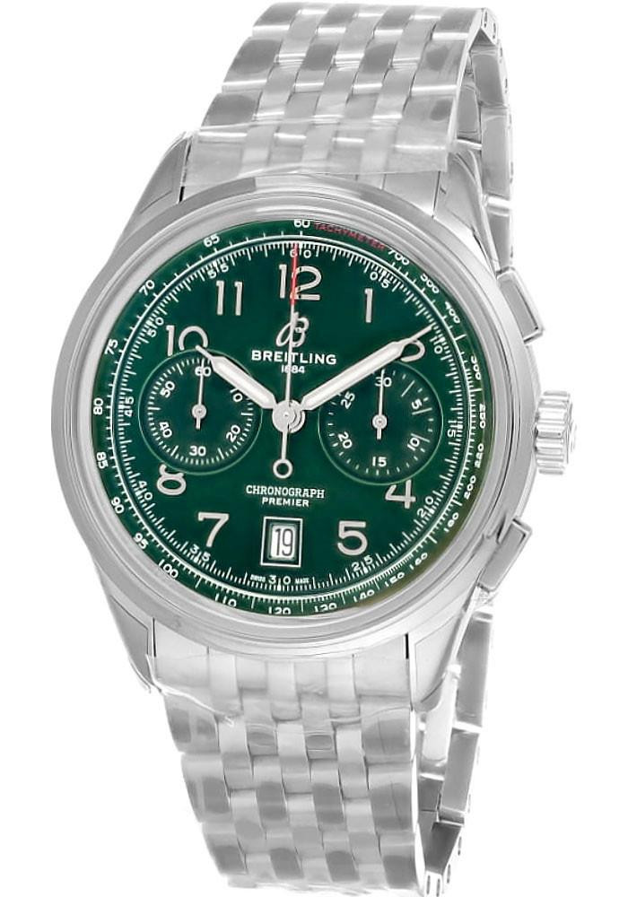 BREITLING Premier B01 Chronograph SS 42MM Green Dial Men's Watch AB0145371L1A1