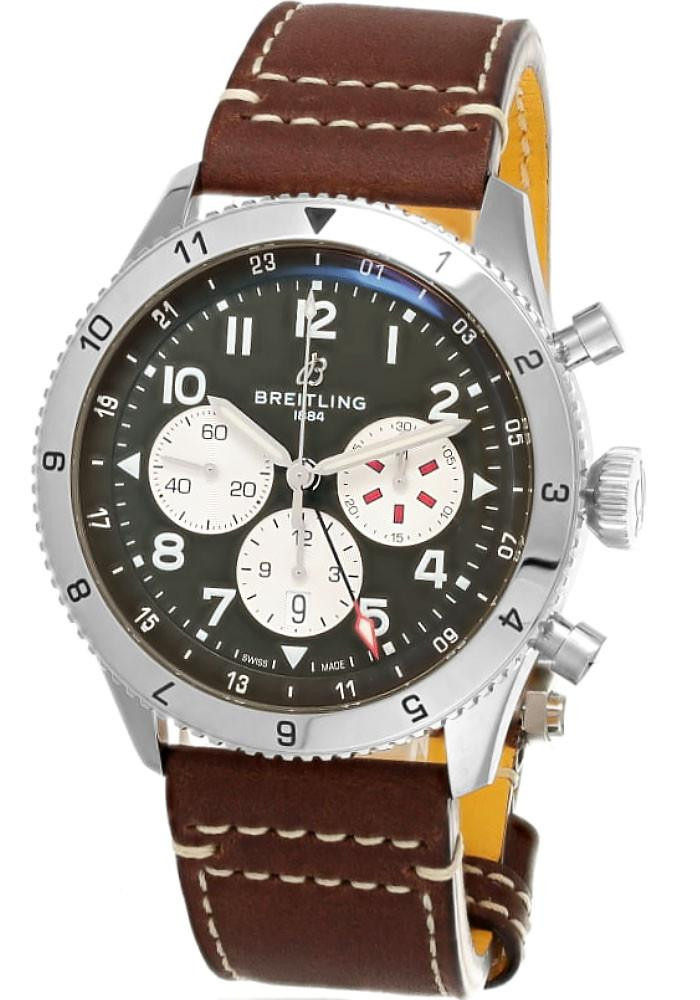 BREITLING Classic AVI Super AVI B04 Chronograph GMT 46MM Curtiss Warhawk Leather Men's Watch AB04452A1L1X1