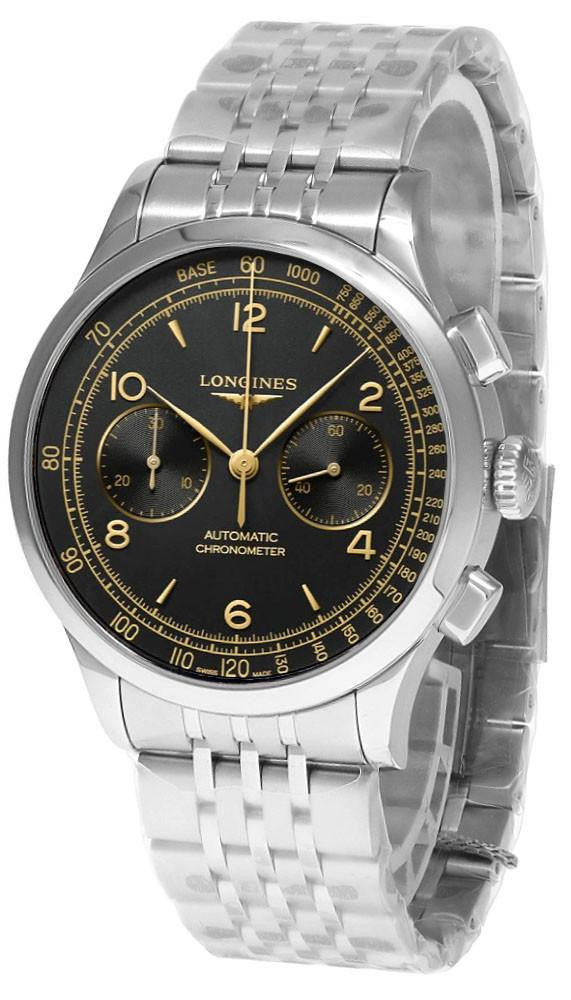 LONGINES Record Chronograph SS 40MM Black Dial Men's Watch L2.921.4.56.6