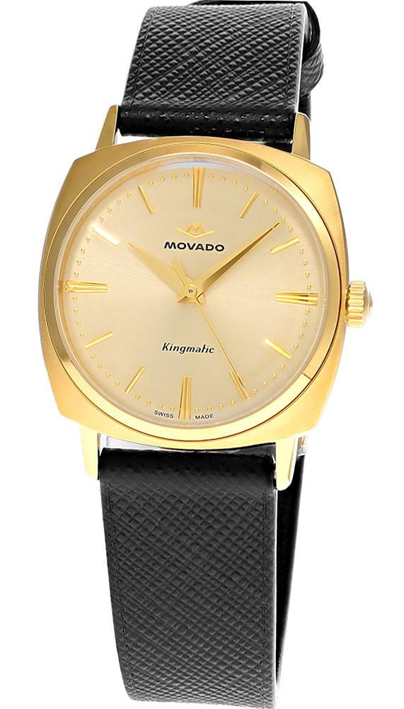 MOVADO Heritage Kingmatic Automatic 35MM Champagne Dial Leather Unisex Watch 3650173