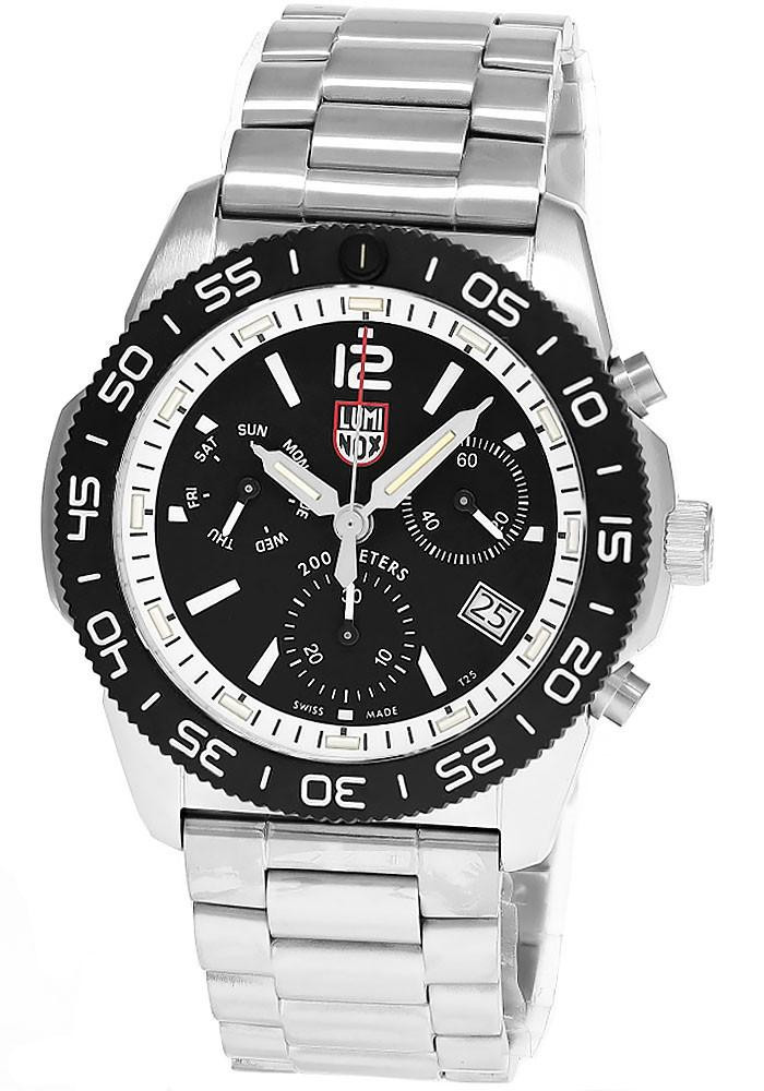 LUMINOX Pacific Diver Chronograph Quartz SS 44MM Black Dial Men's Watch XS.3141.M