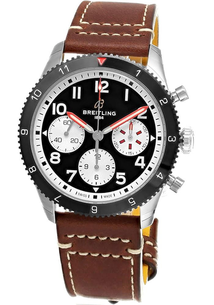 BREITLING Classic AVI Chronograph Mosquito 42MM Black Dial Leather Men's Watch Y233801A1B1X1