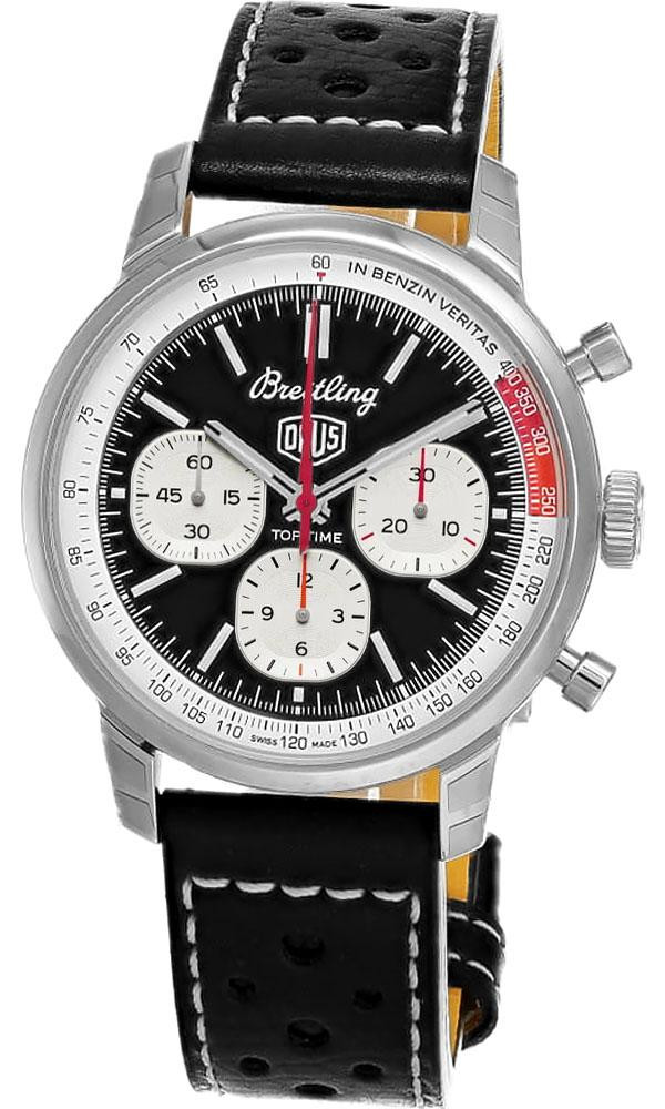 BREITLING Top Time B01 Deus Automatic 41MM Black Dial Leather Men's Watch AB01765A1B1X1
