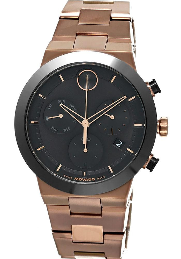 プラタ MW001 MOVADO Bold Fusion Chronograph Quartz 44.5MM Black Dial Bronze PVD