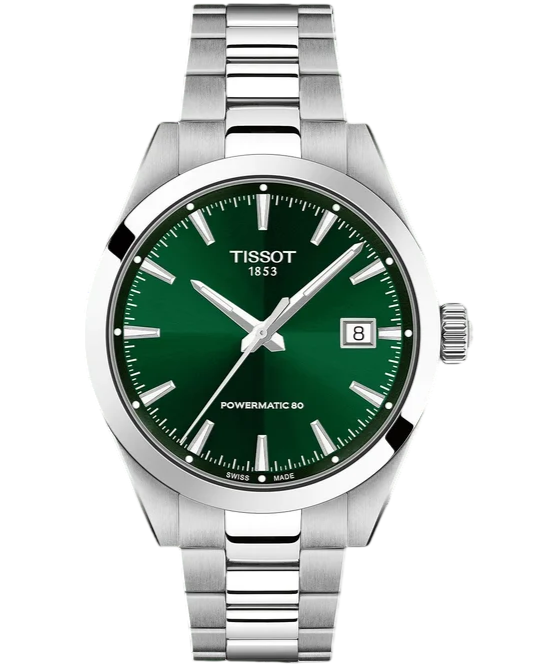 TISSOT Gentleman Automatic 38MM Green Dial SS Men's Watch T165.807.11 ...