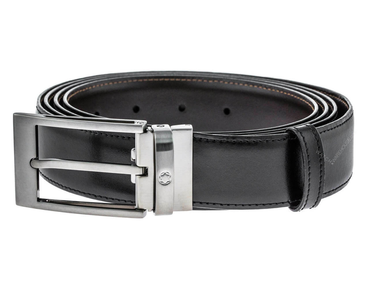 MONTBLANC Palladium Coated Pin BKL Reversible B/B Leather Belt