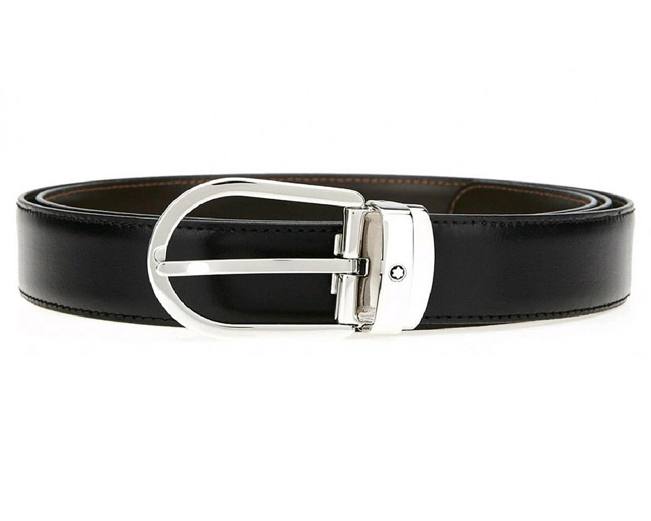 MONTBLANC Horseshoe Pin Buckle Classic Leather Reversible Belt 38157 ...