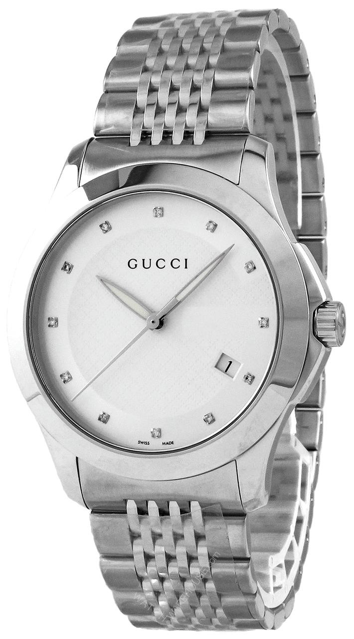 GUCCI G-Timeless 38MM S-Steel Medium Diamond Men's Watch YA126404