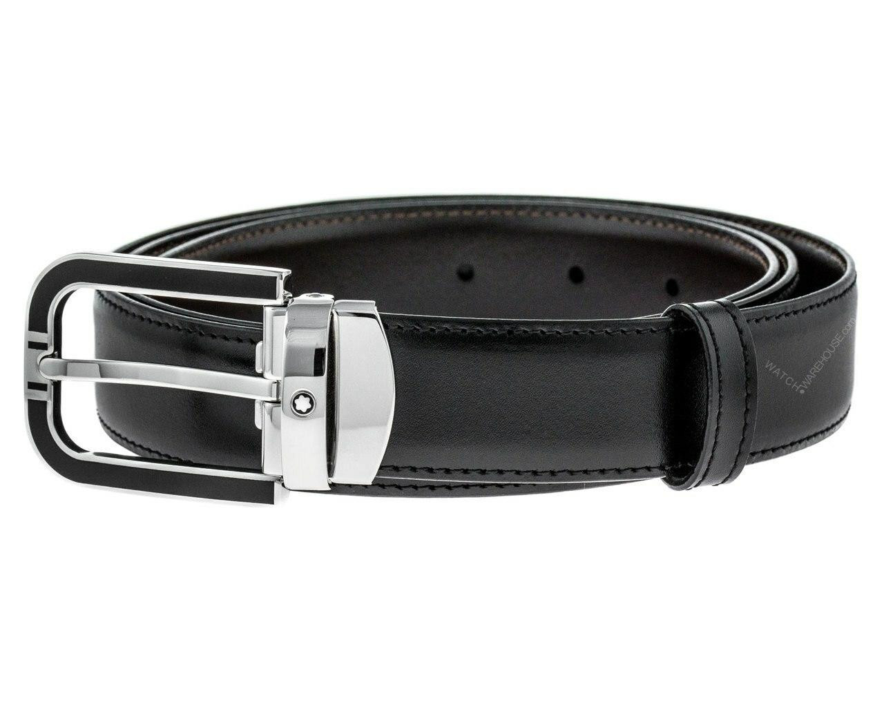 MONTBLANC Classic Horseshoe Buckle Reversible BLK/BRN LTHR Belt