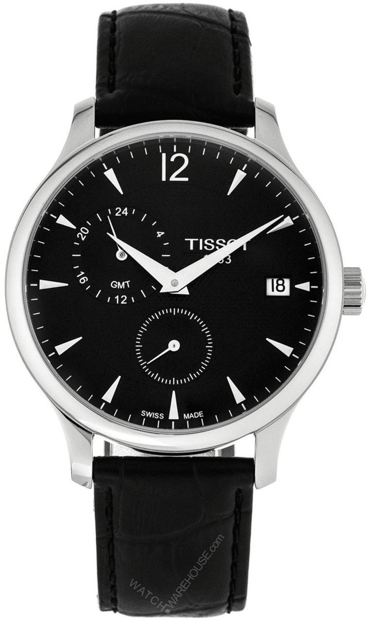 TISSOT Tradition GMT Quartz Black Leather Men's Watch