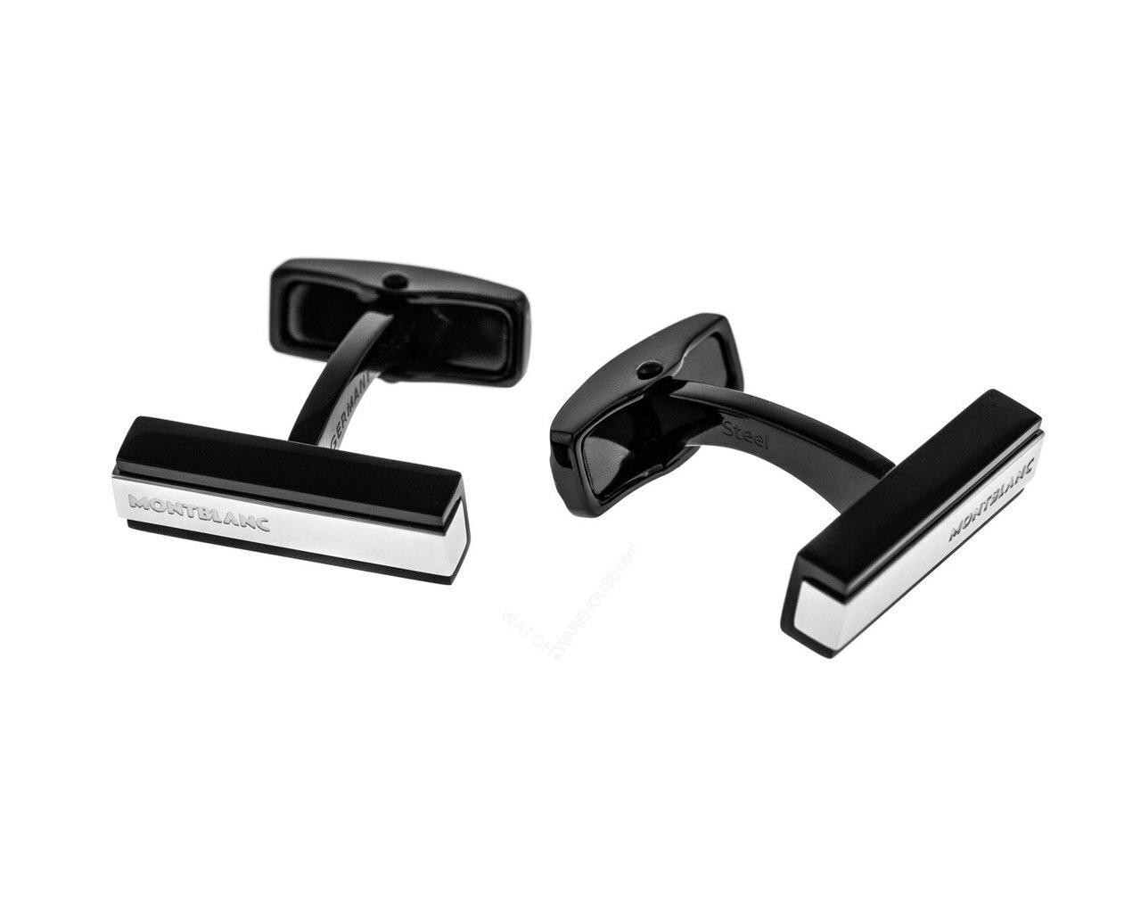 MONTBLANC Iconic Black PVD Finish Engraved S-Steel Cufflinks