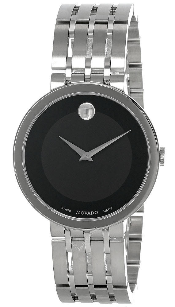 MOVADO Esperanza 39MM SS Black Dial Silver Tone Men display picture 1