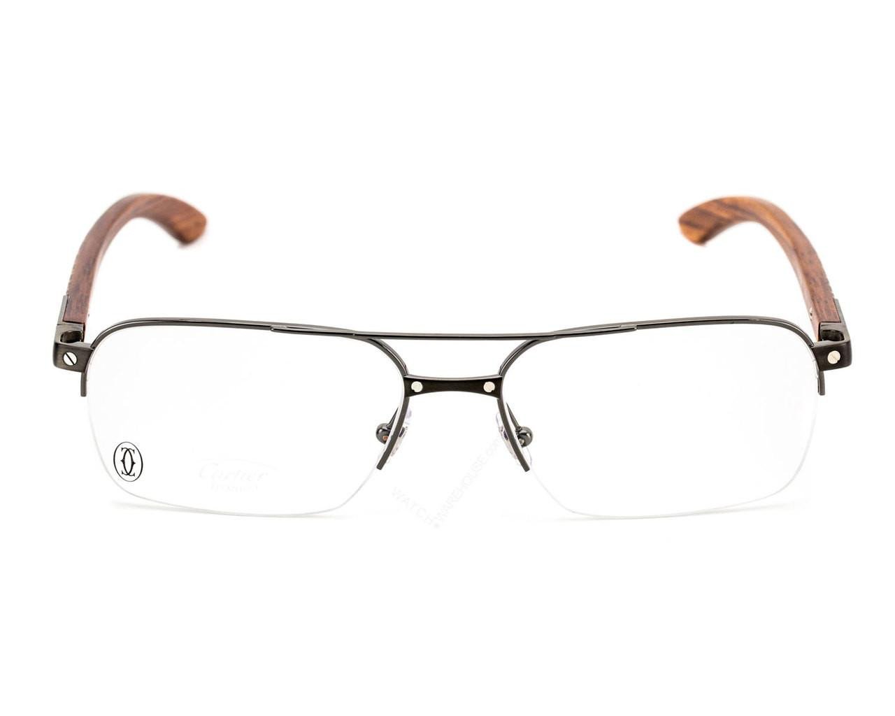 Cartier Santos Titanium Wood Marquetry Men's Optical Glasses