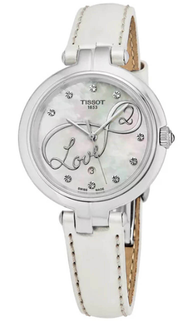 TISSOT Flamingo Quartz MOP White Leather Women display picture 1