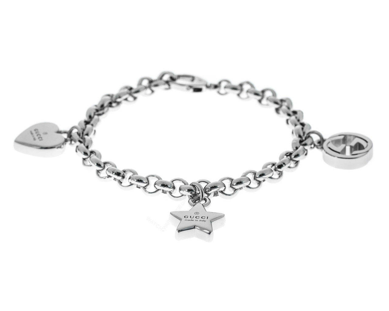 GUCCI シルバー チャーム3個セット Gucci Trademark Three Charm 17cm Silver Bracelet YBA356212001