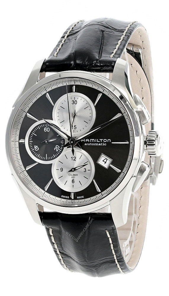 HAMILTON Jazzmaster 42MM CHRONO Black Dial LTHR Men's Watch H32596781