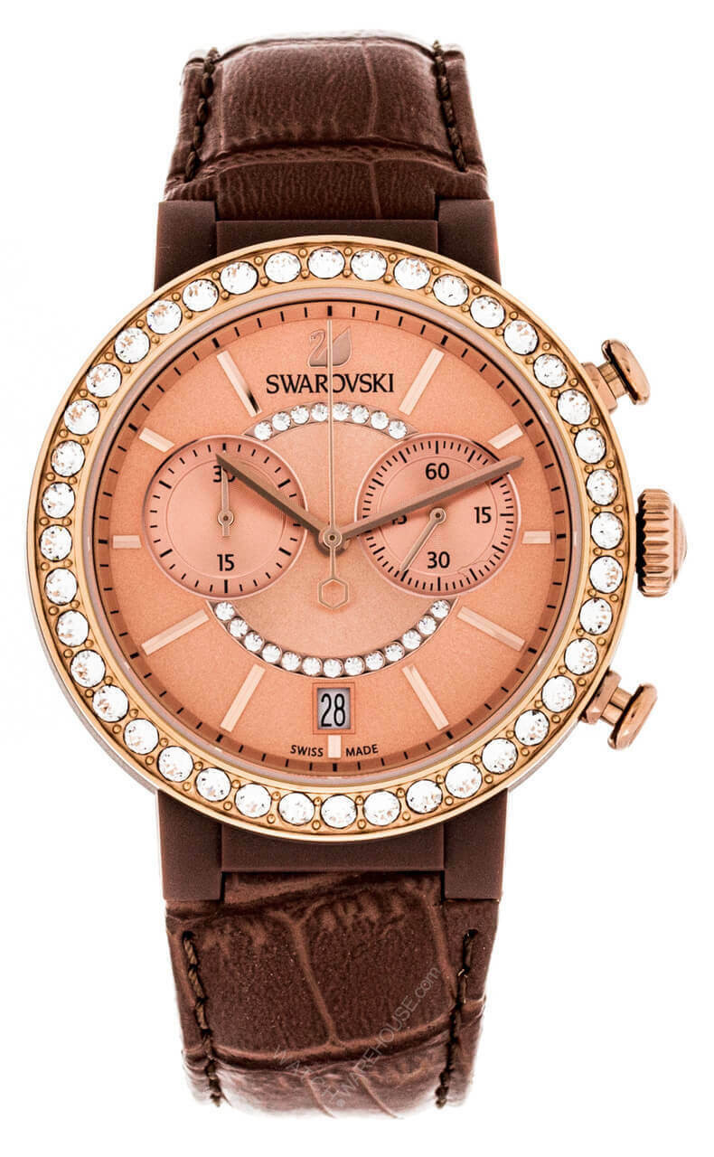 SWAROVSKI Citra 38MM Rose-Gold Brown Leather Women's Watch 5183367