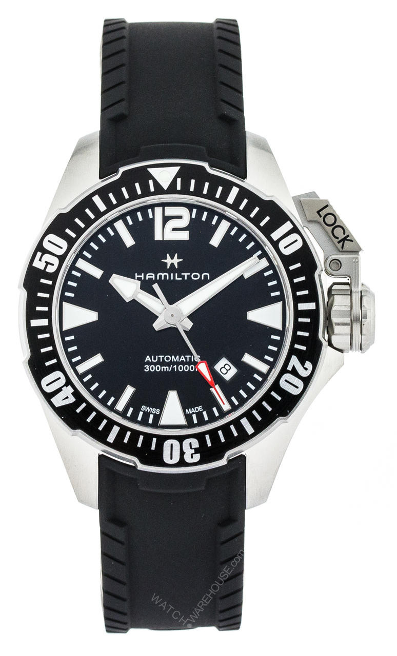 HAMILTON Khaki Navy Frogman Black Rubber AUTO Men's Watch