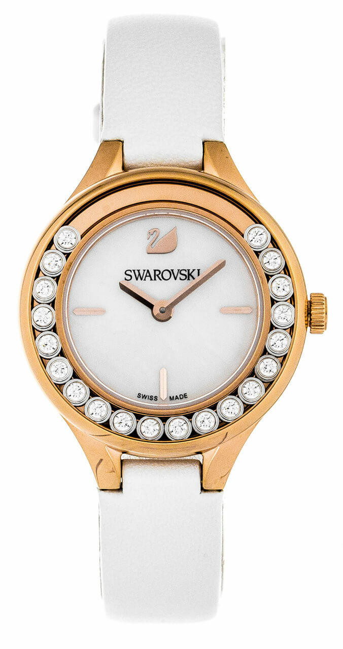 SWAROVSKI Lovely 31MM SS White MOP Rose-Gold WHT Leather