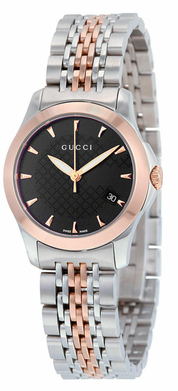 GUCCI G-Timeless SM 27MM Black DIA pattern Dial 2-Tone Watch  display picture 1