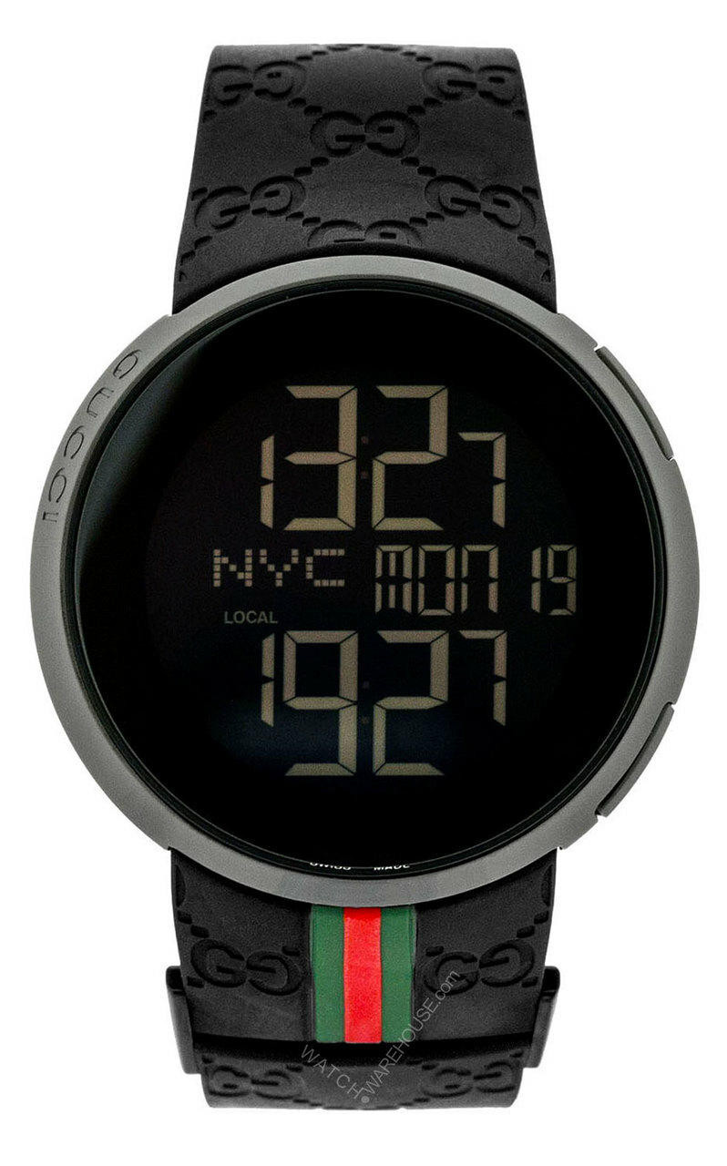 GUCCI I-Gucci XL 44MM Digital Dial Black Rubber Unisex Watch