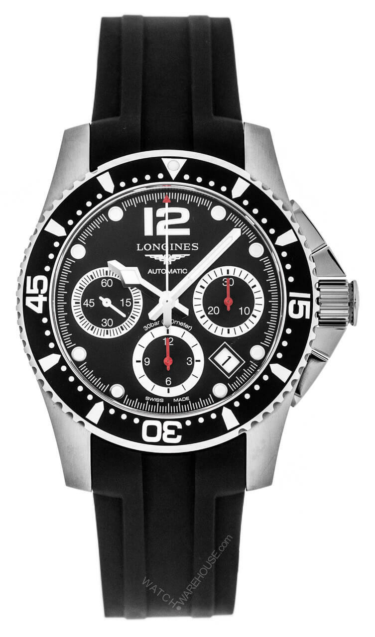 LONGINES HydroConquest 41MM AUTO SS Rubber Strap Men's Watch