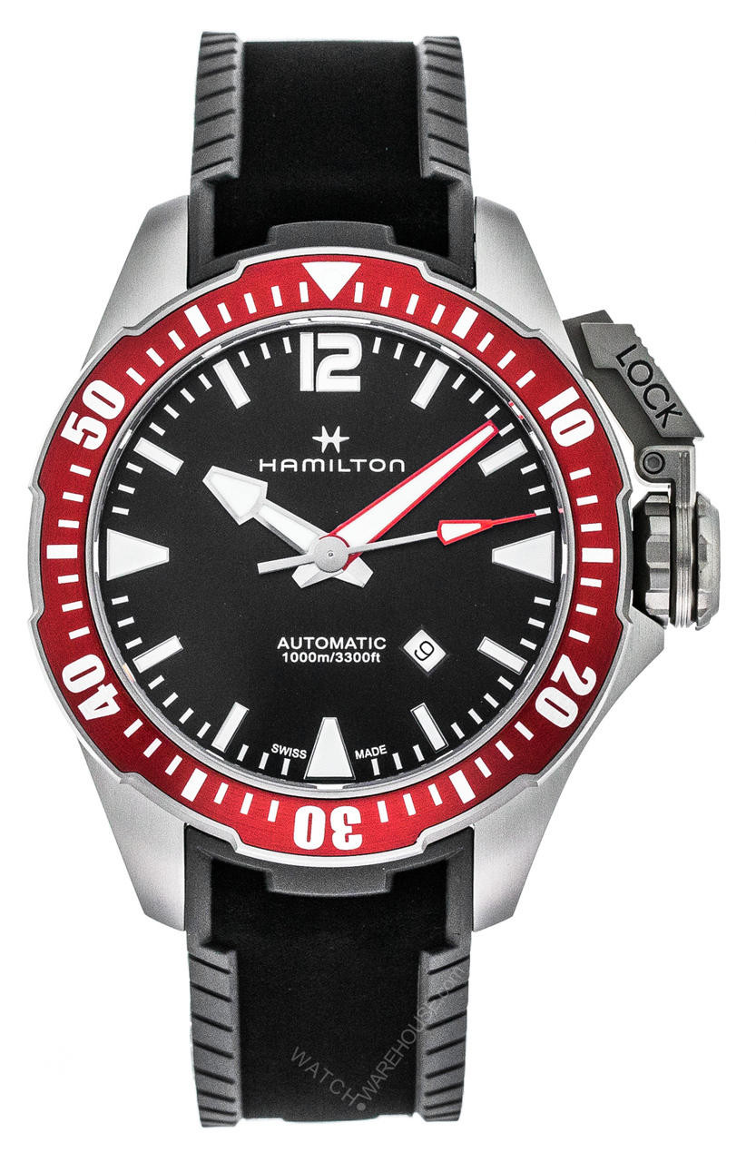 HAMILTON Khaki Navy Frogman 46MM AUTO SS Black Rubber Watch