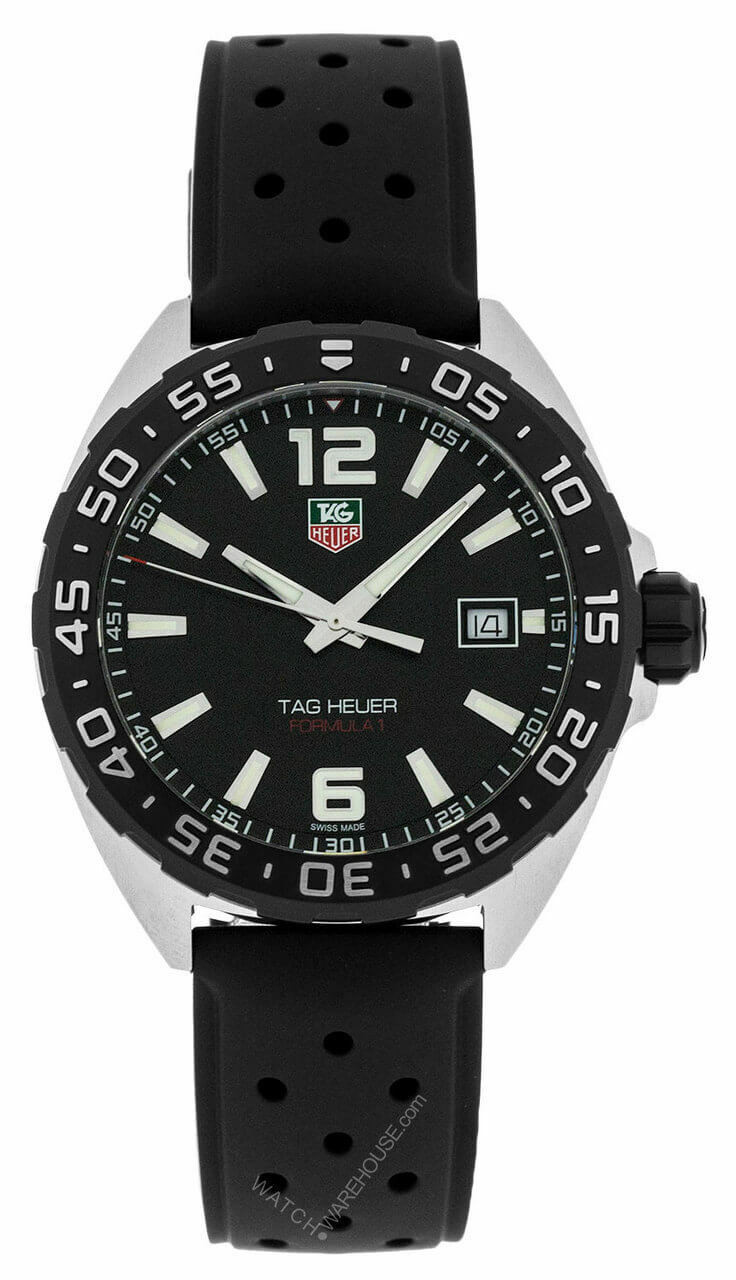TAG HEUER Formula-1 Black Dial Rubber Band Men's Watch WAZ1110